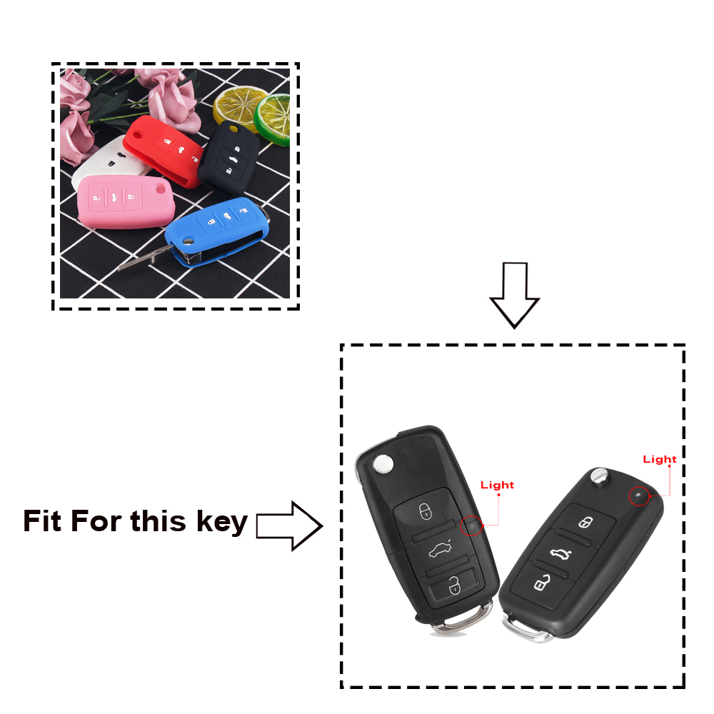 Cover in silicone telecomando chiave per VW Golf Bora Jetta POLO GOLF Passat Skoda Octavia A5 Fabia SEAT Ibiza Leon - a55864ef8d643f37ee594a809e6da16f