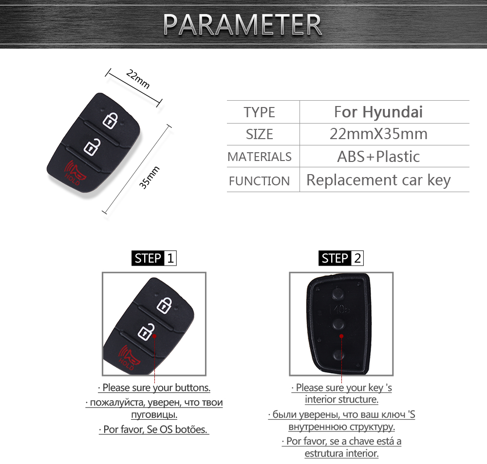 10X Tasti sostitutivi telecomando per Hyundai SANTA FE IX35 IX45 I40 Accent 6 10X Tasti sostitutivi telecomando per Hyundai SANTA FE IX35 IX45 I40 Accent - c290ce27ddd846f819cda897deb9f309 1