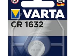 VARTA CR 1632, 6632101401, Batteria Litio a Bottone, Piatta, Specialistica, 3 Volts, Diametro 16mm, Altezza 3,2mm, confezione 1 pila