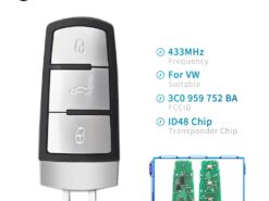 Chiave telecomando per VolksWagen VW Passat B6 3C B7 Magotan CC - KEYYOU 3C0959752BA 3BT Keyless Uncut Smart Remote Key Fob 433MHZ ID48 Chip For VolksWagen VW Passat 1