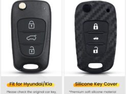 Cover in silicone chiave telecomando per Hyundai I30 IX35 For Kia K2 K5 - KEYYOU For Hyundai I30 IX35 For Kia K2 K5 Carbon Fiber Silicone Car Key Case Flip 2