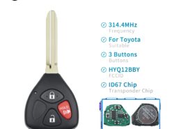 Chiave telecomando per Toyota Camry Avalon Corolla Matrix RAV4 Yaris Venza tC/xA/xB/xC HyQ12BBY 314.4 Mhz ID67 - KEYYOU HyQ12BBY 314 4 Mhz ID67 Car 3 4 Buttons Remote Key For Toyota Camry Avalon 1