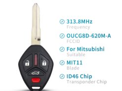 Chiave telecomando per 2007-2012 Mitsubishi Galant Eclipse Chip ID46 OUCG8D-620M-A 313.8Mhz 4 Bottoni - KEYYOU Keyless Entry Remote Key Fob For 2007 2012 Mitsubishi Galant Eclipse Chip ID46 OUCG8D 620M 1