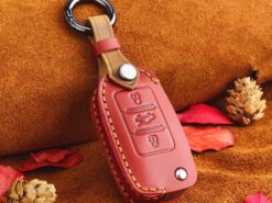 Cover chiave telecomando per VW Volkswagen Polo Golf Passat Beetle Caddy T5 Eos Tiguan Seat -Skoda Remote - KEYYOU Leather Flip Car Key Case for VW Volkswagen Polo Golf Passat Beetle Caddy T5 Eos 1