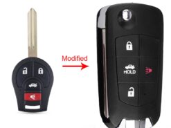 Chiave telecomando per Nissan Altima Maxima Sentra Versa - KEYYOU Mdified 4 Buttons Uncut Blank Remote Flip Folding Key Shell Case Fob for Nissan Altima 1