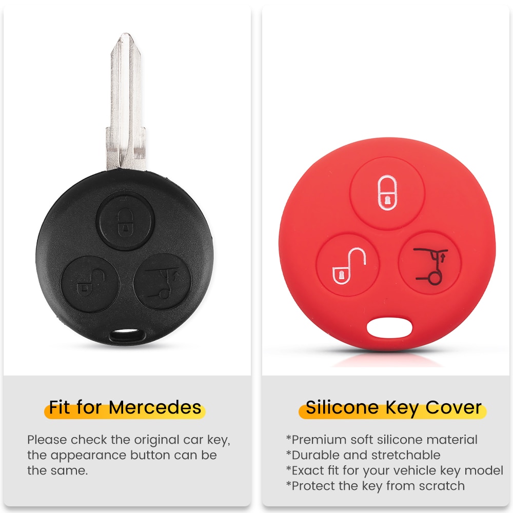 KEYYOU-Silicone-Key-Cover-Case-Shell-Remote-Protector-Cover-For-Mercedes-Benz-Smart-City-Roadster-Fortwo-1 Cover chiave telecomando per Mercedes Benz 3 Bottoni - KEYYOU Silicone Key Cover Case Shell Remote Protector Cover For Mercedes Benz Smart City Roadster Fortwo 1