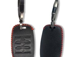 Cover chiave telecomando per Kia Soul Optima Rio Carens Picanto Auto Protector 6 Cover chiave telecomando per Kia Soul Optima Rio Carens Picanto Auto Protector - 3 pulsanti chiave dell automobile copertura in pelle Fob custodia nera per Kia Soul Optima Rio 4