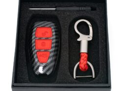 Cover chiave telecomando per Ford Focus MK3 MK4 Fiesta 2008 - 2017 Mondeo Kuga - ABS Chiave In Fibra di Carbonio Borsette Supporto Della Copertura Chiave A Distanza Caso Fob Portachiavi 5