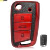 Cover chiave telecomando per VW Volkswagen Golf 7 Polo Passat Seat Ibiza Leon Skoda Octavia Fabia - Copertura chiave auto in pelle TPU a 3 pulsanti per VW Volkswagen Golf 7 Polo Passat