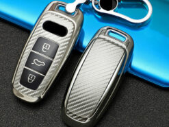 Cover chiave telecomando per Audi A6 A7 A8 Q8 e-tron C8 D5 A8L A6L 2018 2019 - Coperture della copertura della cassa chiave dell automobile di TPU della fibra del carbonio per Audi 3