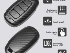 Cover chiave telecomando per Hyundai Santa Fe TM/palizzata/Grandeur/Azera/Elantra GT/Kona L529 4 Cover chiave telecomando per Hyundai Santa Fe TM/palizzata/Grandeur/Azera/Elantra GT/Kona L529 - Cover astuccio portachiavi a 4 pulsanti con motivo in fibra di carbonio per Hyundai Santa Fe 2