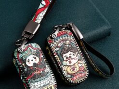 Cover chiave telecomando per Dodge Journey caricabatterie per Jeep Renegade Grand Cherokee per Chrysler 200 300 - Custodia a distanza in pelle Smart Key Cover Fob Shell per Dodge Journey caricabatterie per Jeep 10