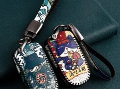 Cover chiave telecomando per Dodge Journey caricabatterie per Jeep Renegade Grand Cherokee per Chrysler 200 300 - Custodia a distanza in pelle Smart Key Cover Fob Shell per Dodge Journey caricabatterie per Jeep 9