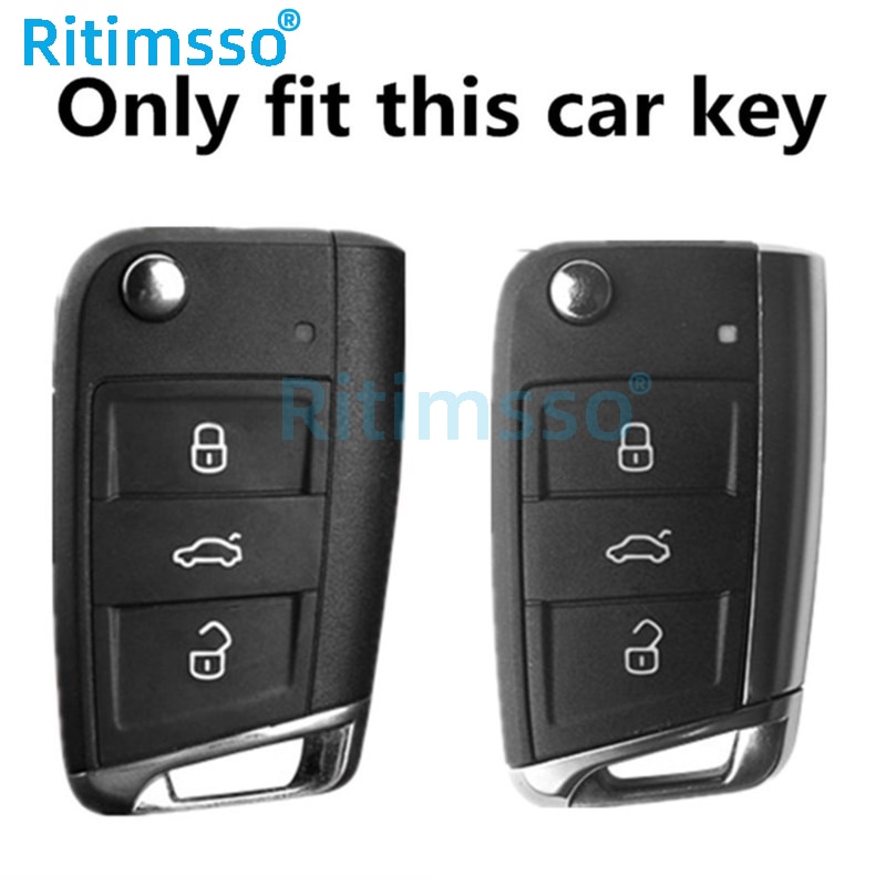 Custodia-in-lega-di-zinco-Silicone-cover-chiave-auto-per-Volkswagen-VW-Golf7-mk7-Seat-Ibiza-1 Cover chiave telecomando per Volkswagen VW Golf7 mk7 Seat Ibiza Leon FR 2 Altea Aztec per Skoda Octavia - Custodia in lega di zinco Silicone cover chiave auto per Volkswagen VW Golf7 mk7 Seat Ibiza 1