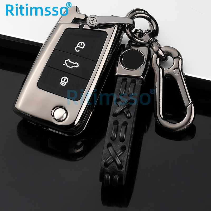 Custodia-in-lega-di-zinco-Silicone-cover-chiave-auto-per-Volkswagen-VW-Golf7-mk7-Seat-Ibiza-2 Cover chiave telecomando per Volkswagen VW Golf7 mk7 Seat Ibiza Leon FR 2 Altea Aztec per Skoda Octavia - Custodia in lega di zinco Silicone cover chiave auto per Volkswagen VW Golf7 mk7 Seat Ibiza 2