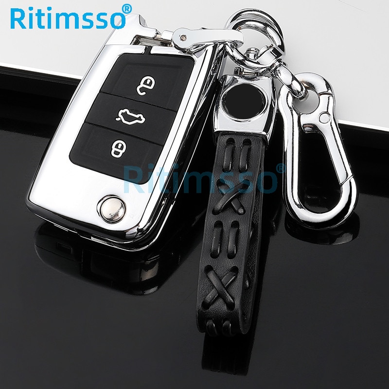 Custodia-in-lega-di-zinco-Silicone-cover-chiave-auto-per-Volkswagen-VW-Golf7-mk7-Seat-Ibiza-3 Cover chiave telecomando per Volkswagen VW Golf7 mk7 Seat Ibiza Leon FR 2 Altea Aztec per Skoda Octavia - Custodia in lega di zinco Silicone cover chiave auto per Volkswagen VW Golf7 mk7 Seat Ibiza 3