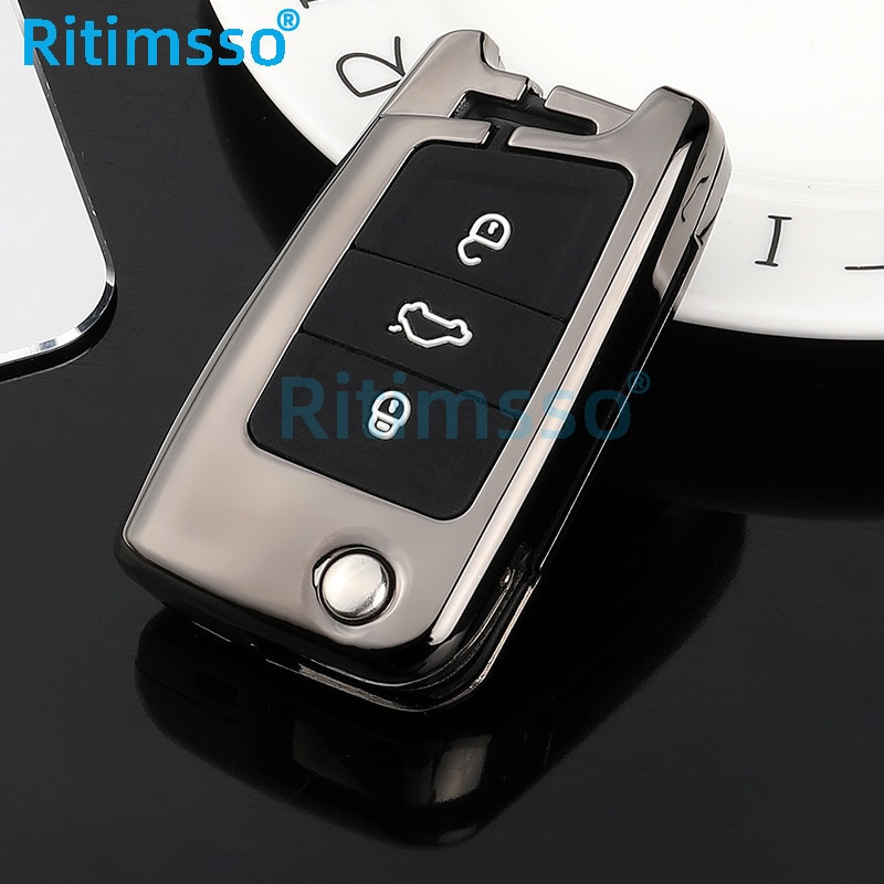 Custodia-in-lega-di-zinco-Silicone-cover-chiave-auto-per-Volkswagen-VW-Golf7-mk7-Seat-Ibiza-5 Cover chiave telecomando per Volkswagen VW Golf7 mk7 Seat Ibiza Leon FR 2 Altea Aztec per Skoda Octavia - Custodia in lega di zinco Silicone cover chiave auto per Volkswagen VW Golf7 mk7 Seat Ibiza 5