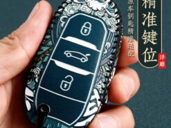 Cover chiave telecomando per Peugeot 308 408 508 2008 3008 4008 5008 - Custodia in pelle per portachiavi con portachiavi per auto cappuccio per Peugeot 308 408 508 2008 9