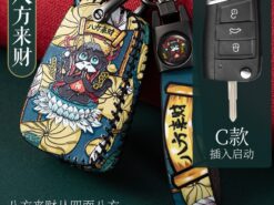 Cover chiave telecomando per Volkswagen VW Golf 7 Mk7 Seat Ibiza Leon FR 2 Altea Aztec per Skoda Octavia - Custodia portachiavi in pelle per Volkswagen VW Golf 7 Mk7 Seat Ibiza Leon FR 2 Altea 5