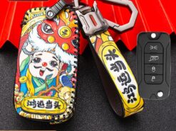 Cover chiave telecomando per Jeep Renegade 2016 flip - Custodia portachiavi in pelle per auto per Jeep Renegade 2016 flip portachiavi pieghevole Cover portachiavi ad 4
