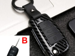 Cover chiave telecomando per Audi A3 A4 A5 C5 C6 8L 8P B6 B7 B8 C6 RS3 Q3 Q7 TT 8L 8V S3 - Custodia protettiva in Silicone per auto in fibra di carbonio ABS per Audi A3 A4 A5 5