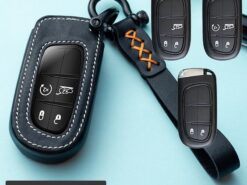 Cover chiave telecomando per Jeep Grand Cherokee Chrysler 300C Renegade Fiat Freemont 2018 - Custodia protettiva in pelle per portachiavi in pelle tpu per Jeep Grand Cherokee Chrysler 300C Renegade 3