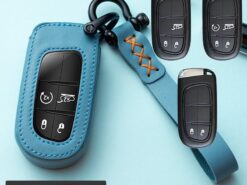 Cover chiave telecomando per Jeep Grand Cherokee Chrysler 300C Renegade Fiat Freemont 2018 - Custodia protettiva in pelle per portachiavi in pelle tpu per Jeep Grand Cherokee Chrysler 300C Renegade 5