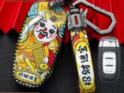 Cover chiave telecomando per Audi A4 S4 B7 B8 A6 A5 A7 A8 Q5 S5 S6 Q7 - Portachiavi in pelle con copertura protettiva completa per Audi A4 S4 B7 B8 A6 A5 A7 3