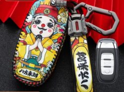 Cover chiave telecomando per Audi A4 S4 B7 B8 A6 A5 A7 A8 Q5 S5 S6 Q7 - Portachiavi in pelle con copertura protettiva completa per Audi A4 S4 B7 B8 A6 A5 A7 4