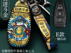 Cover chiave telecomando per Ford Focus 3 4 MK3 ST RS Kuga Escape Ecosport Fiesta - Portachiavi in pelle per Ford Focus 3 4 MK3 ST RS Kuga Escape Ecosport Fiesta 3 5