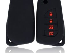 Cover chiave telecomando per Toyota Tacoma Camry Corolla Highlander RAV4 Sequoia - Silicone 4 Pulsante Car Remote Key Borsette Titolare Della Pelle Della Copertura Della Cassa Fob Per 1