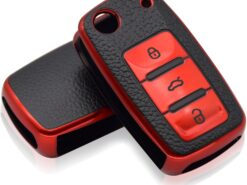 Cover chiave telecomando in silicone per VW Polo Bora Beetle Tiguan Passat Golf Skoda Fabia Octavia Seat Leon Toledo 6 Cover chiave telecomando in silicone per VW Polo Bora Beetle Tiguan Passat Golf Skoda Fabia Octavia Seat Leon Toledo - TPU custodia portachiavi in pelle telecomando Fob rosso per VW Polo Bora Beetle Tiguan Passat Golf 4