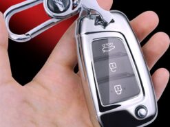 Cover chiave telecomando per Hyundai Elantra Solaris 2017 Santa Fe Verna Tucson i35 i40Genesis F - Placcatura Molle di TPU Caso Della Copertura Del Supporto Auto Pieghevole Chiave Borsette Per Hyundai Elantra 1