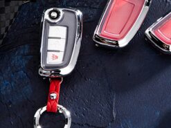 Cover Chiave/telecomando per Nissan X-Trail Juke qashqai Micra Pulsar 4 Cover Chiave/telecomando per Nissan X-Trail Juke qashqai Micra Pulsar - 2 3 pulsante In lega di Zinco di cuoio TPU Auto Chiave A Distanza di Fob 2