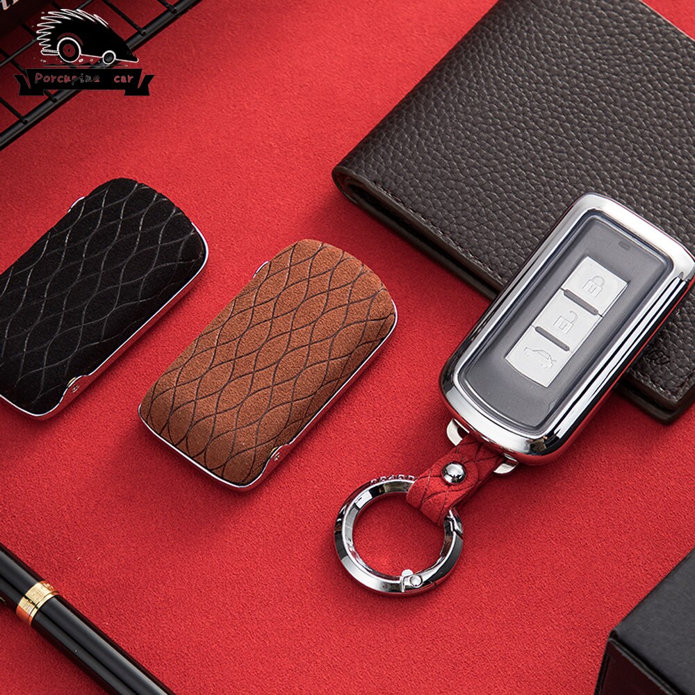 Accessori-In-lega-di-Zinco-di-Protezione-in-pelle-Smart-Key-Coperture-Styling-Auto-Per-Mitsubishi-3 Cover Chiave/telecomando per Mitsubishi - Accessori In lega di Zinco di Protezione in pelle Smart Key Coperture Styling Auto Per Mitsubishi 3