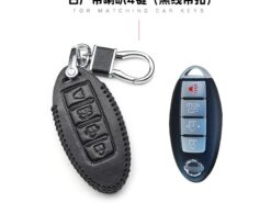 Cover Chiave/telecomando per Nissan EX FX G25 FX35 EX 5 Cover Chiave/telecomando per Nissan EX FX G25 FX35 EX - Adatto per chiave in pelle Nissan Loulan trail T32 Murano Qashqai Versa Tidda Cube Infiniti EX 3