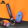 Cover Chiave/telecomando per BMW E90 E91 E92 E60 E70 E87 3 5 6 serie M3 M5 X1 X5 X6 Z4 - Custodia Cover chiave in pelle per auto in fibra di carbonio per BMW E90 E91 E92
