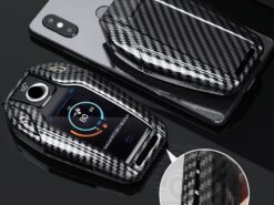 Cover Chiave/telecomando per BMW serie 5 7 G11 G12 G30 G31 G32 i8 I12 I15 G01 X3 G02 X4 G05 X5 X7 - Custodia protettiva per Display a LED per auto in ABS in fibra di carbonio per BMW 5