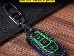 Cover Chiave/telecomando per Ford - In fibra di carbonio In Pelle Nottilucenti Auto Chiave A Distanza di Caso Della Copertura Della 3