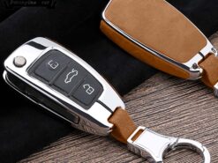 Cover Chiave/telecomando per Audi A3 8L 8P A4 B6 b7 B8 C6 4F RS3 Q3 Q7 TT 8L 8V S3 - In lega di zinco Chiave di Protezione in pelle di Auto Styling Auto Borsette Caso Della 3