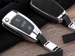 Cover Chiave/telecomando per Audi A3 8L 8P A4 B6 b7 B8 C6 4F RS3 Q3 Q7 TT 8L 8V S3 - In lega di zinco Chiave di Protezione in pelle di Auto Styling Auto Borsette Caso Della 4