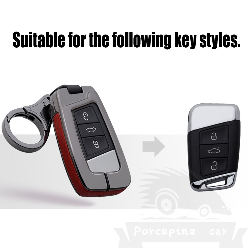 In-lega-di-zinco-di-Chiave-Dell-automobile-di-cuoio-Caso-Della-Copertura-A-Distanza-Per-1 Cover Chiave/telecomando per Volkswagen VW Tiguan MK2 Magotan Passat B8 CC 2017 2018 Per skoda Superb A7 - In lega di zinco di Chiave Dell automobile di cuoio Caso Della Copertura A Distanza Per 1