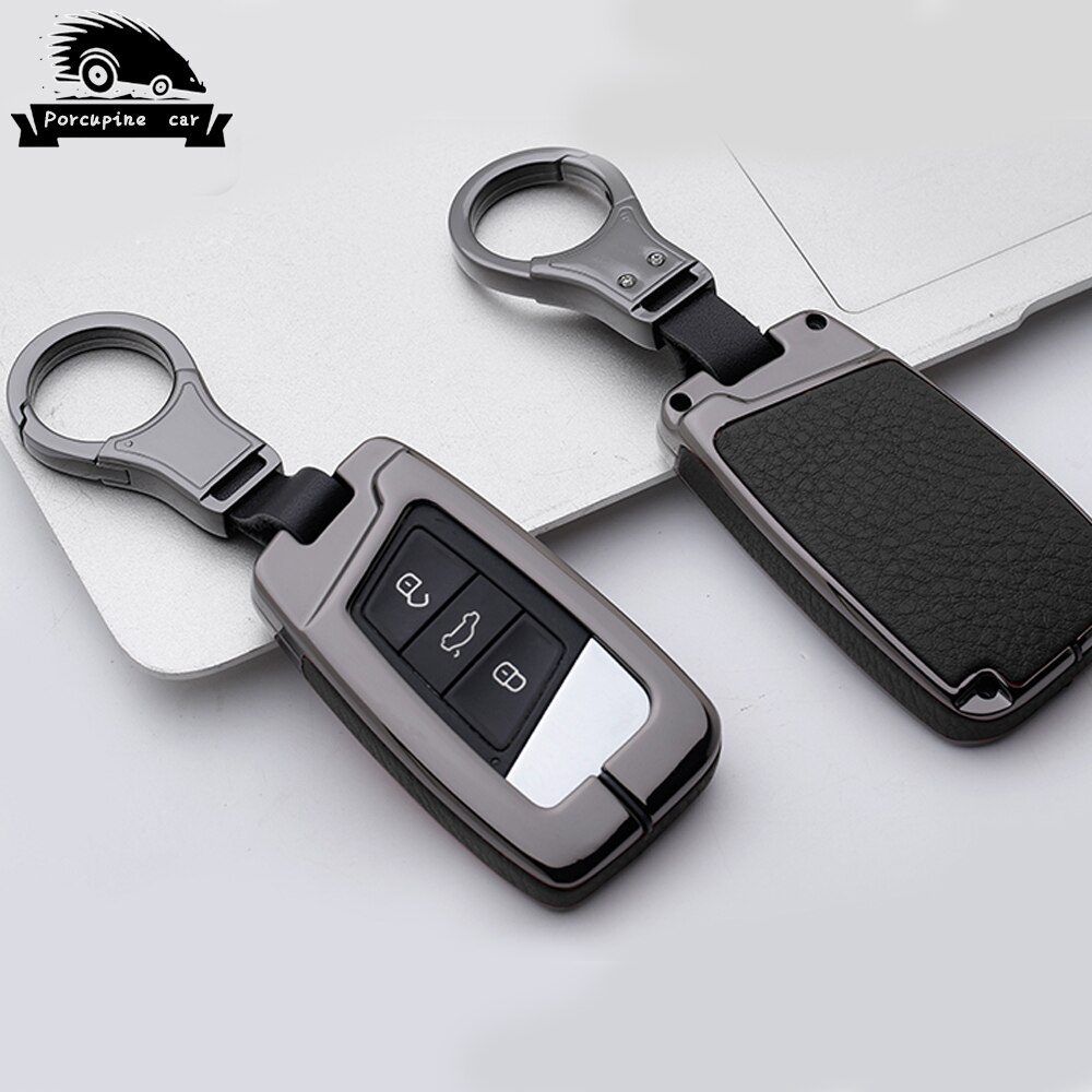 In-lega-di-zinco-di-Chiave-Dell-automobile-di-cuoio-Caso-Della-Copertura-A-Distanza-Per-2 Cover Chiave/telecomando per Volkswagen VW Tiguan MK2 Magotan Passat B8 CC 2017 2018 Per skoda Superb A7 - In lega di zinco di Chiave Dell automobile di cuoio Caso Della Copertura A Distanza Per 2