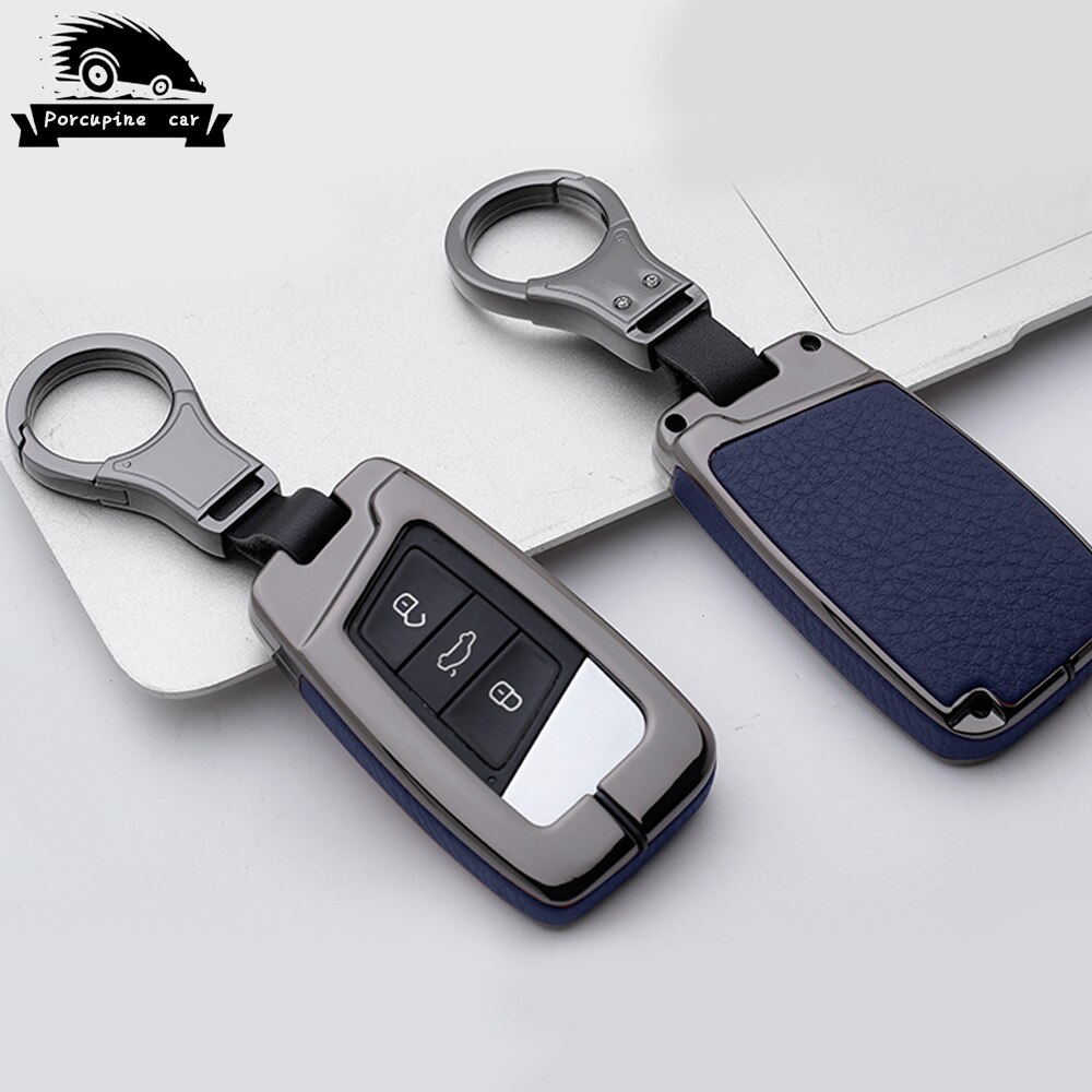 In-lega-di-zinco-di-Chiave-Dell-automobile-di-cuoio-Caso-Della-Copertura-A-Distanza-Per-3 Cover Chiave/telecomando per Volkswagen VW Tiguan MK2 Magotan Passat B8 CC 2017 2018 Per skoda Superb A7 - In lega di zinco di Chiave Dell automobile di cuoio Caso Della Copertura A Distanza Per 3