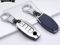 Cover Chiave/telecomando per Nissan Qashqai J10 J11 X-Trail t31 t32 4 Cover Chiave/telecomando per Nissan Qashqai J10 J11 X-Trail t31 t32 - In lega di zinco di cuoio Auto Chiave A Distanza di Caso Della Copertura Per Nissan 8