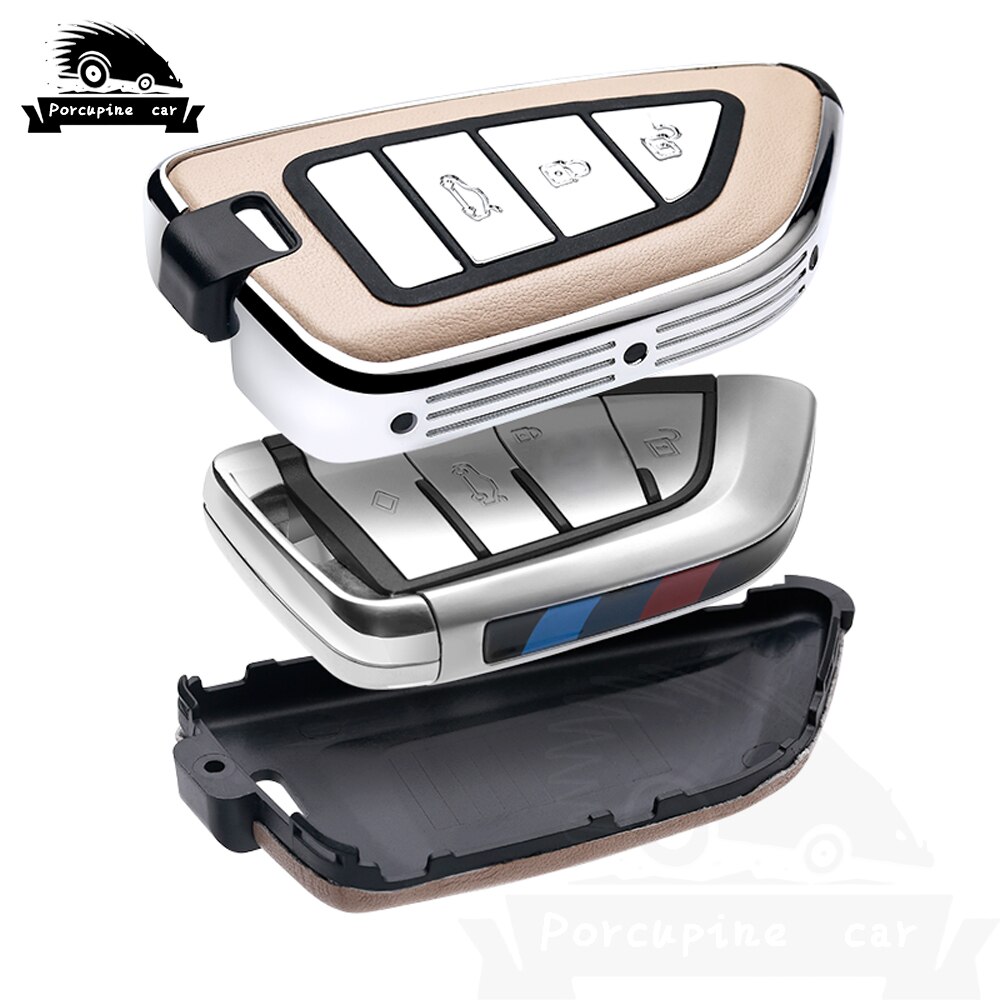 In-pelle-in-lega-di-zinco-Auto-Chiave-Fob-Caso-Della-Copertura-Per-BMW-2-3-3 Cover Chiave/telecomando per BMW 2 3 5 6 7 Serie X1 X3 X5 X6 f45 F46 G20 G30 G32 G11 G12 F48 G01 F15 F85 F86 - In pelle in lega di zinco Auto Chiave Fob Caso Della Copertura Per BMW 2 3 3