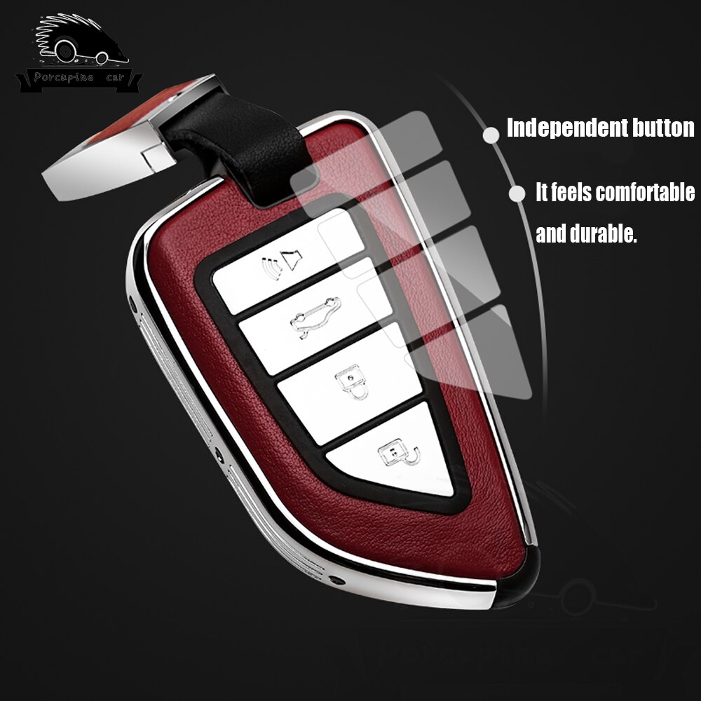 In-pelle-in-lega-di-zinco-Auto-Chiave-Fob-Caso-Della-Copertura-Per-BMW-2-3-5 Cover Chiave/telecomando per BMW 2 3 5 6 7 Serie X1 X3 X5 X6 f45 F46 G20 G30 G32 G11 G12 F48 G01 F15 F85 F86 - In pelle in lega di zinco Auto Chiave Fob Caso Della Copertura Per BMW 2 3 5