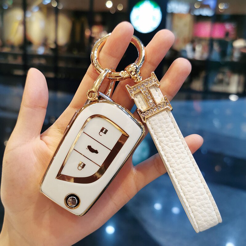 Nuovo-TPU-Car-Flip-Key-Case-Cover-Shell-per-RAV4-Corolla-Toyota-Hilux-Yaris-Avensis-Aygo Cover Chiave/telecomando per RAV4 Corolla Toyota Hilux Yaris Avensis Aygo Verso Scion TC Auris Holder accessori - Nuovo TPU Car Flip Key Case Cover Shell per RAV4 Corolla Toyota Hilux Yaris Avensis Aygo