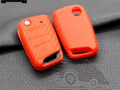 Cover Chiave/telecomando per VW Polo Golf 7 Tiguan Per Skoda Octavia Kodiaq Ateca Karoq Per SEAT leon Ibiza 2015 - Silicone In Fibra di Carbonio Della Copertura Della Cassa Chiave Per VW Polo Golf 7 Tiguan 5