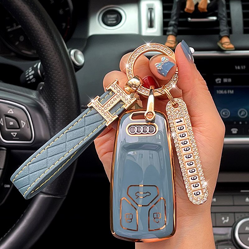 TPU-Car-Remote-Key-Case-Cover-Shell-Fob-per-Audi-4m-A4-B9-A4L-A6-A5-2 Cover Chiave/telecomando per Audi 4m A4 B9 A4L A6 A5 Q7 S4 S5 S7 8W Q5 TT TTS RS 8S - TPU Car Remote Key Case Cover Shell Fob per Audi 4m A4 B9 A4L A6 A5 2